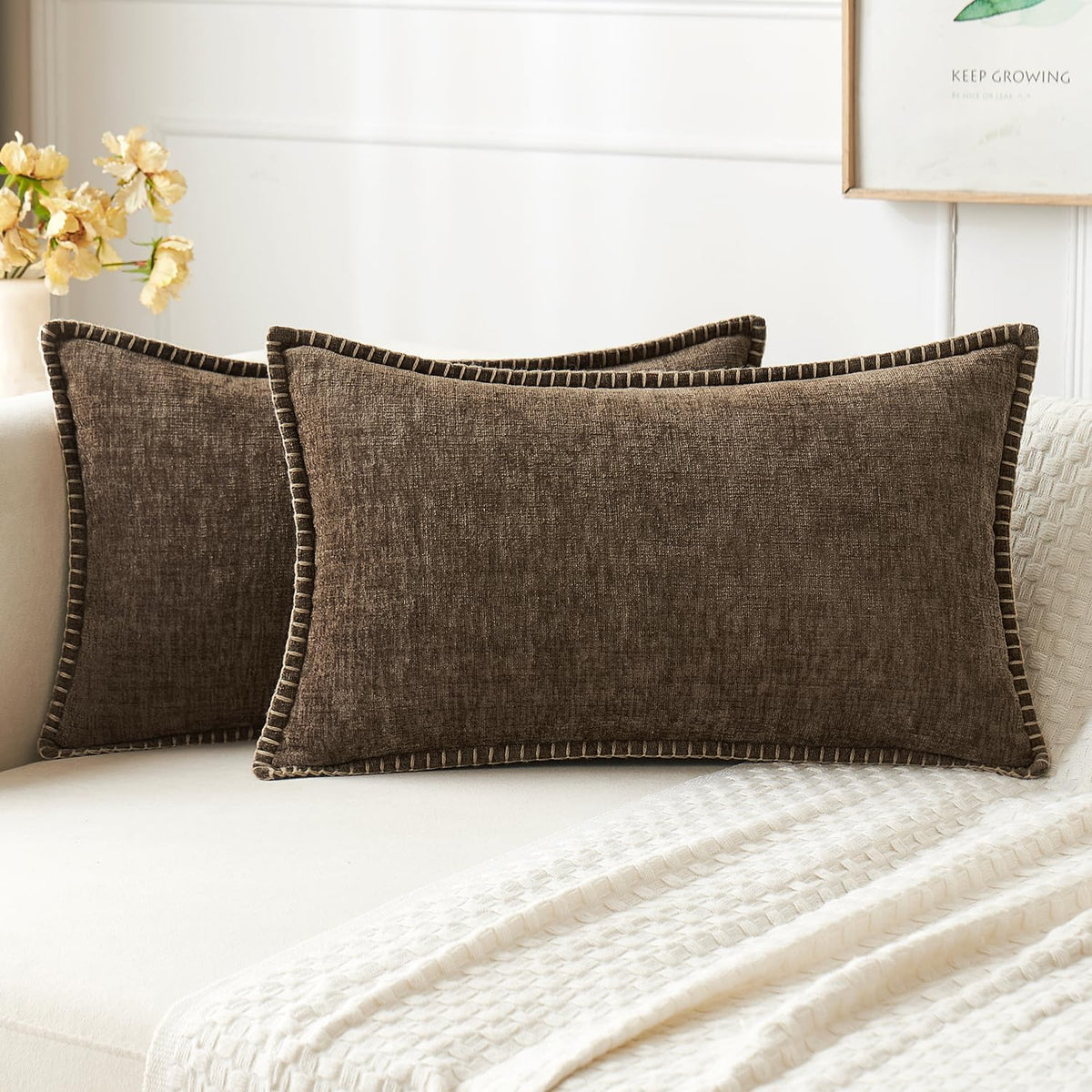 MIULEE Decorative Couch Throw Pillow Covers 18x18 Inch Navy 2 Pack