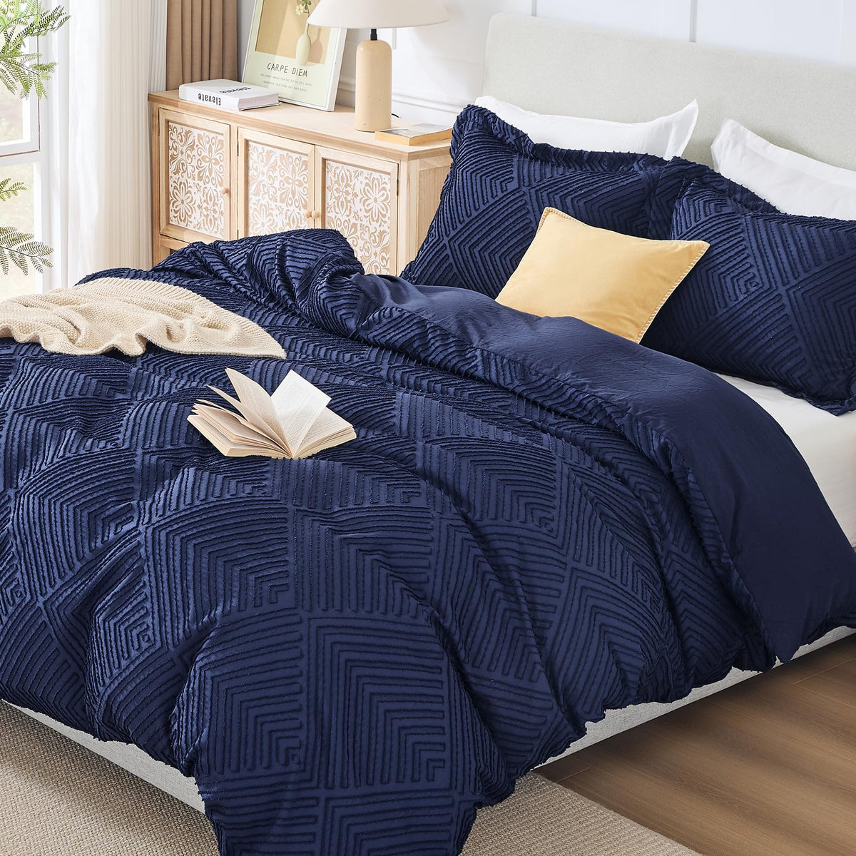JOLLYVOGUE Duvet Cover Queen, 3-Piece, Ultra Soft Pre-Washed Microfiber