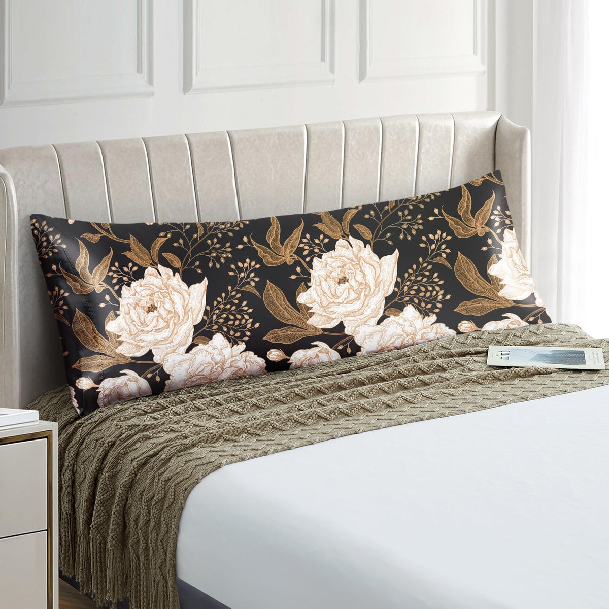 EXQ Home Satin Pillowcase for Hair and Skin Queen - Printed Black Sun