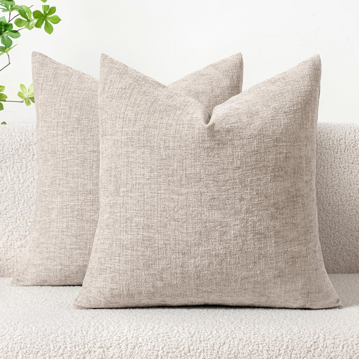 MIULEE Soft Chenille Throw Pillow Covers Sage Green 18x18 Inch Pack of 2