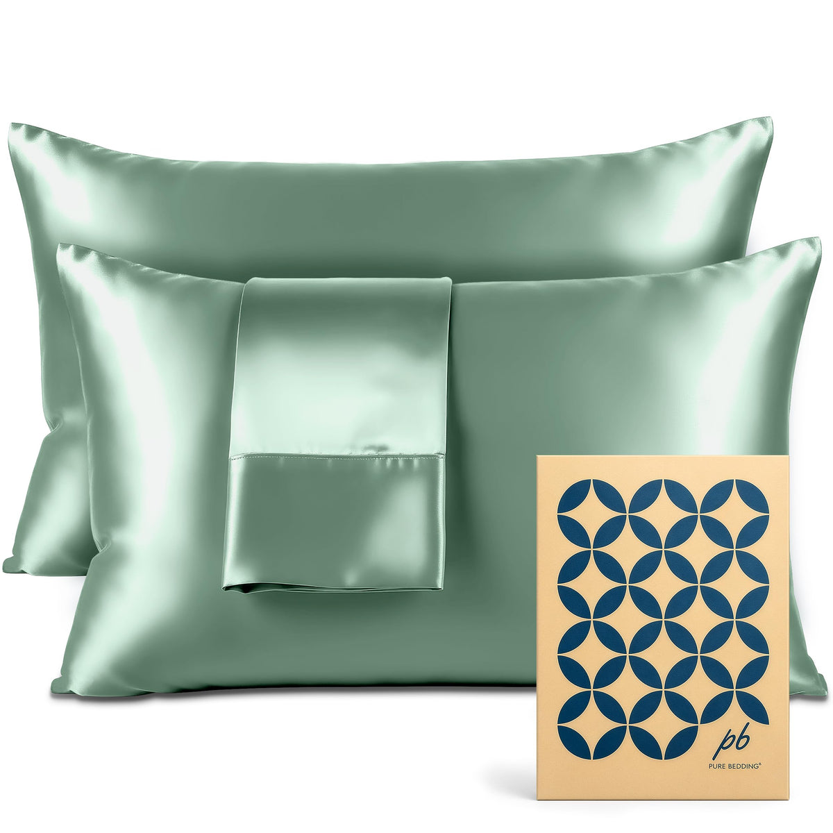 Pure Bedding Satin Pillowcase 2 Pack - Queen Size (20"x30", Black) - Silky Pillow Cases for Hair and Skin - Satin Pillow Covers with Envelope Closure - Extra Soft Premium Microfiber