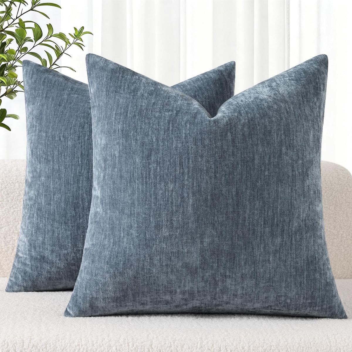 decorUhome Soft Chenille Blush Pink Throw Pillow Covers 18X18 Set of 2
