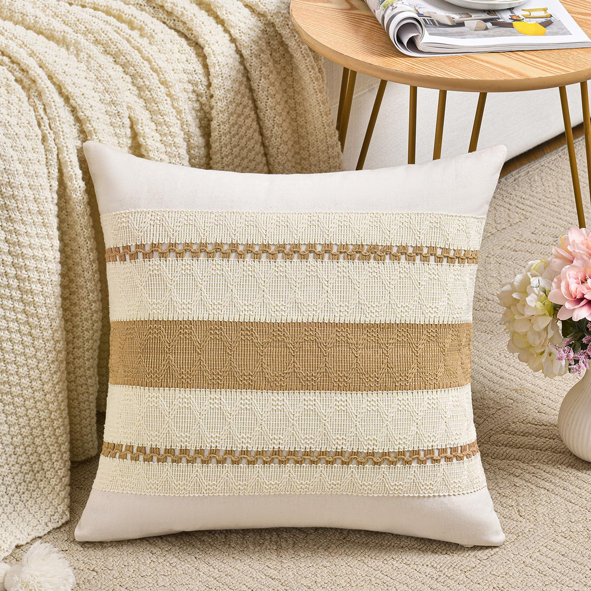 Fancy Homi Set of 1 Navy Blue Lumbar Decorative Throw Pillow Covers 12x20 Inch for Couch Bed Sofa Living Room, Soft Cotton blend Woven Textured Cushion Case