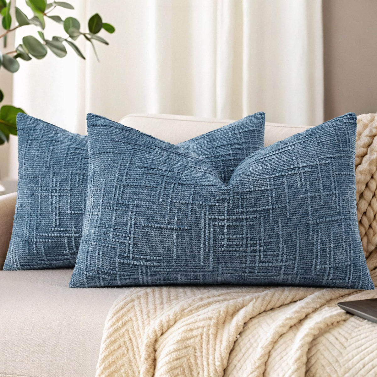 decorUhome Textured Chenille Throw Pillow Covers 18x18 Set of 2 Rust
