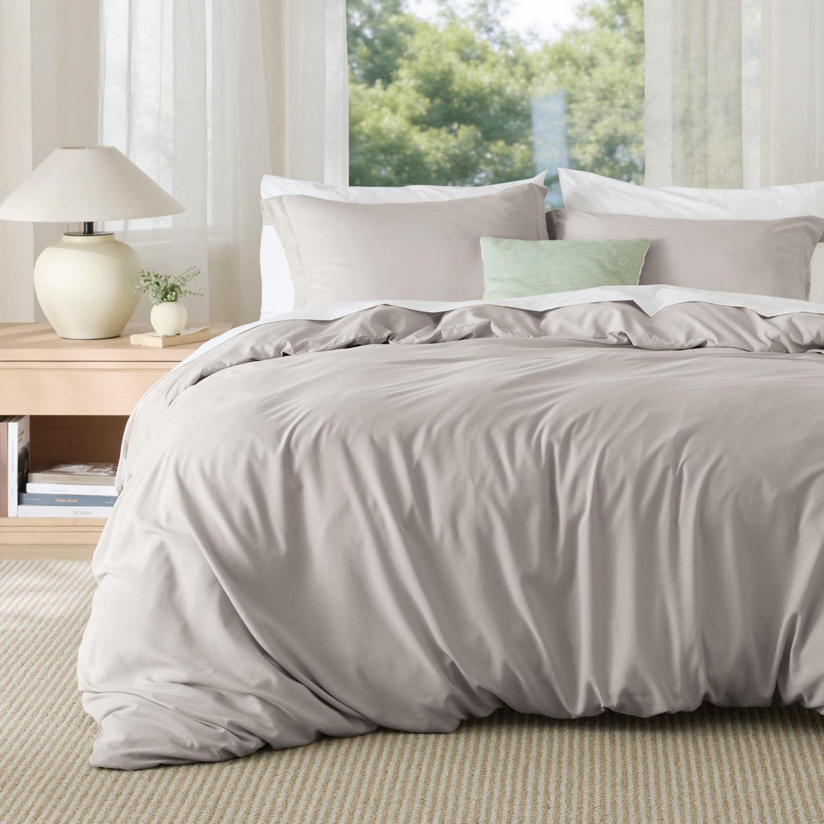 Bedsure Duvet Cover Queen Size, 3Pcs Soft Double Brushed Bedding Set, Linen