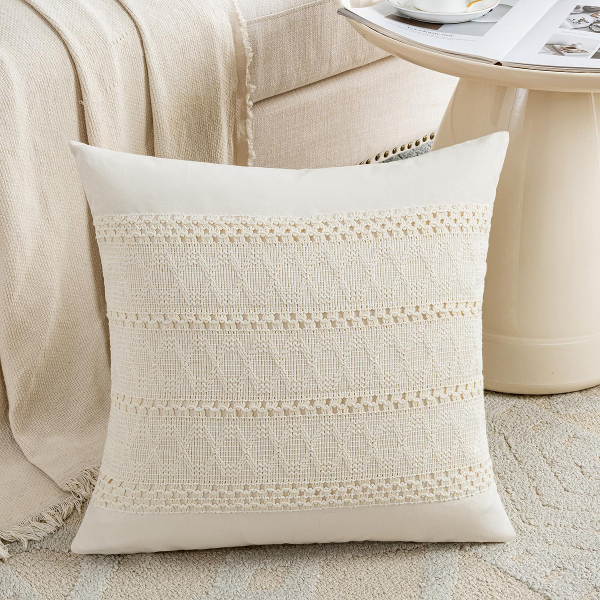 Fancy Homi Set of 1 Navy Blue Lumbar Decorative Throw Pillow Covers 12x20 Inch for Couch Bed Sofa Living Room, Soft Cotton blend Woven Textured Cushion Case