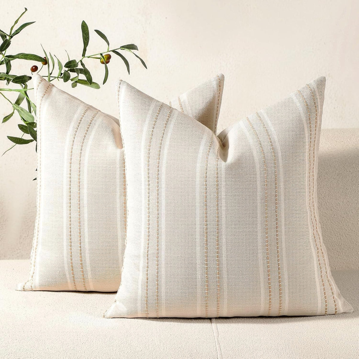 Hckot Navy Blue Throw Pillow Covers 20x20 Set of 2 Striped Pillow Covers