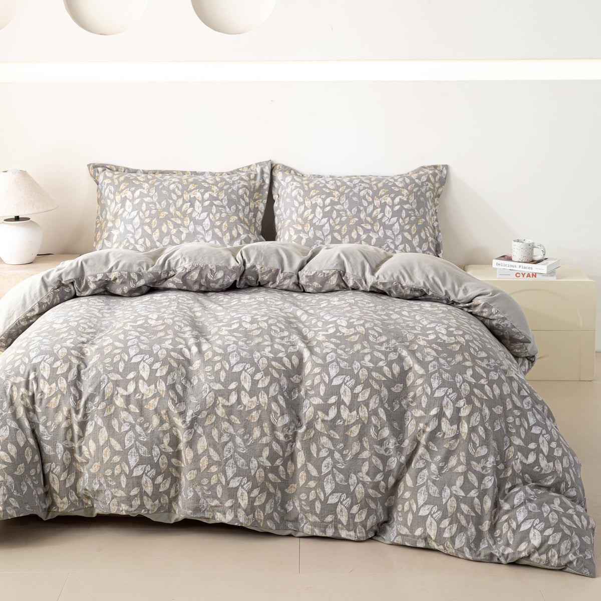 OAITE Duvet Cover Set Prewashed Cotton-Like Polyester King