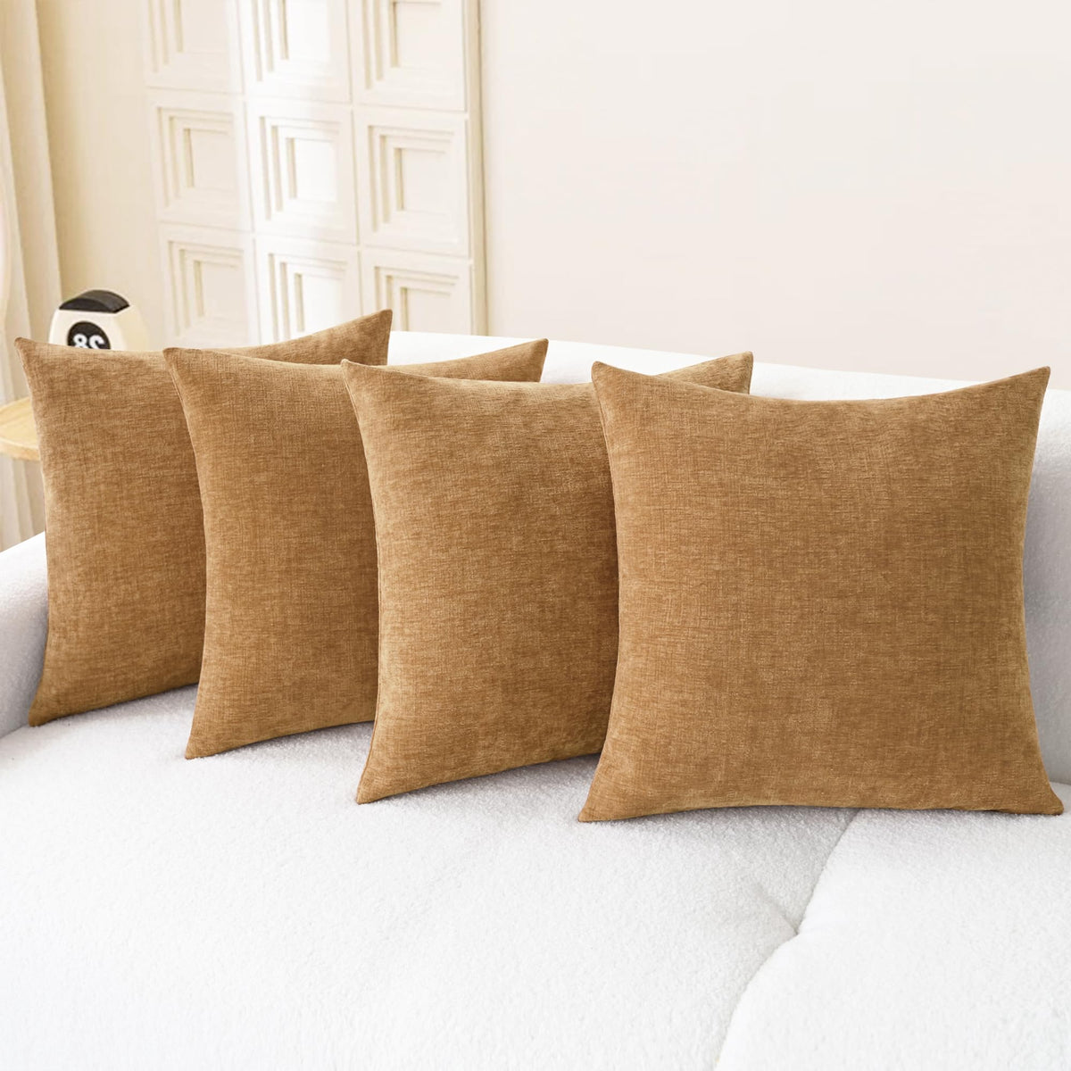 CaliTime Decorative Couch Throw Pillow Covers 18 X 18 Inches Navy Blue