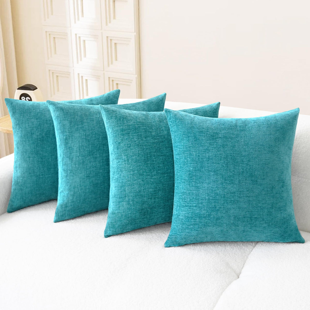 CaliTime Decorative Couch Throw Pillow Covers 18 X 18 Inches Navy Blue