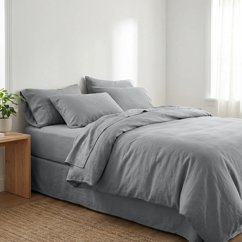 Peru Pima 415 Thread Count Percal King/Cal King Duvet Cover Set - 100% Peruvian Pima Cotton, 3 Piece (1 Cover, 2 Pillowcases) - Cooling, Crisp, Deep Pocket, Hotel Quality Bedding - Slate