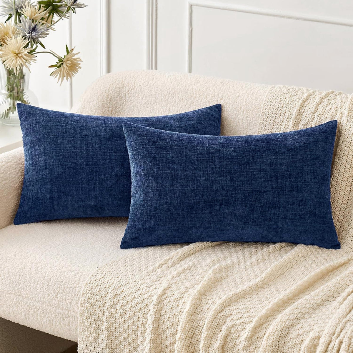 MIULEE Soft Chenille Throw Pillow Covers Sage Green 18x18 Inch Pack of 2