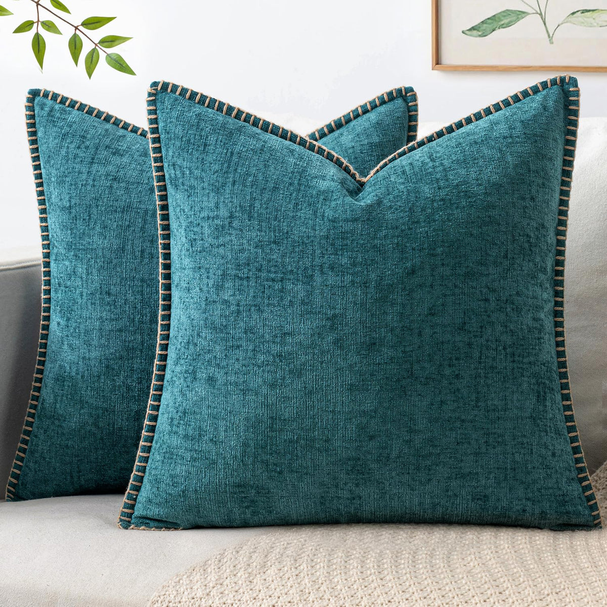 MIULEE Decorative Couch Throw Pillow Covers 18x18 Inch Navy 2 Pack