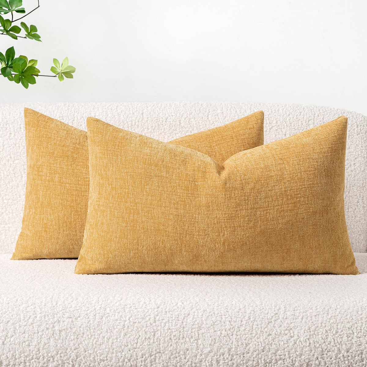 MIULEE Soft Chenille Throw Pillow Covers Teal 18x18 Inch Pack of 2