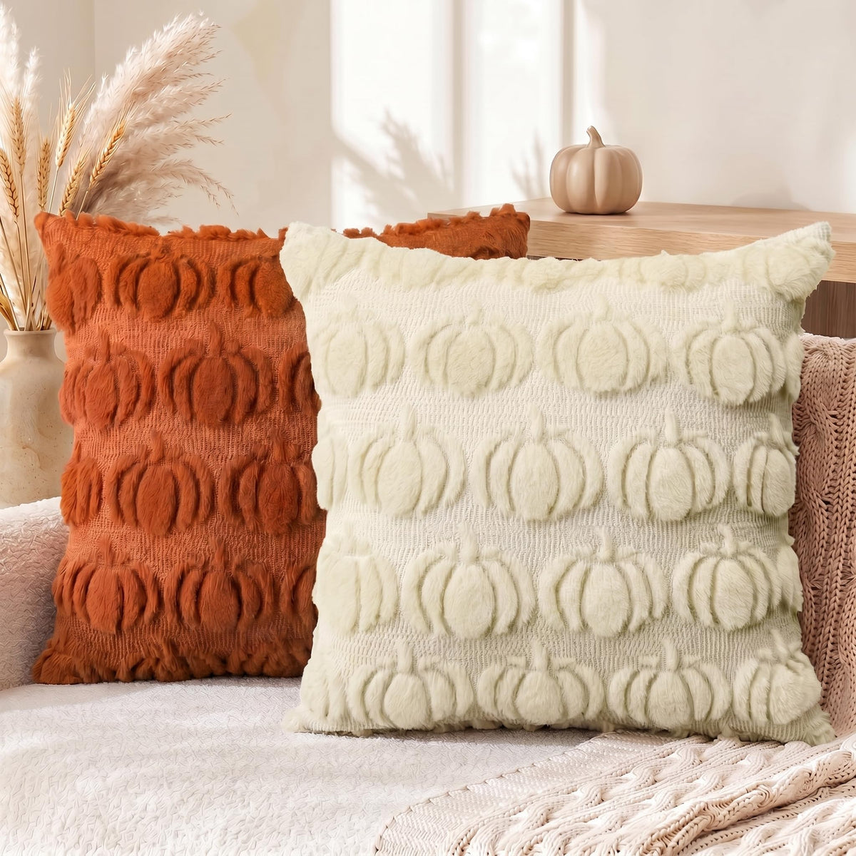 AVOIN colorlife Caramel Fall Pumpkin Throw Pillow Covers 20x20 Inch