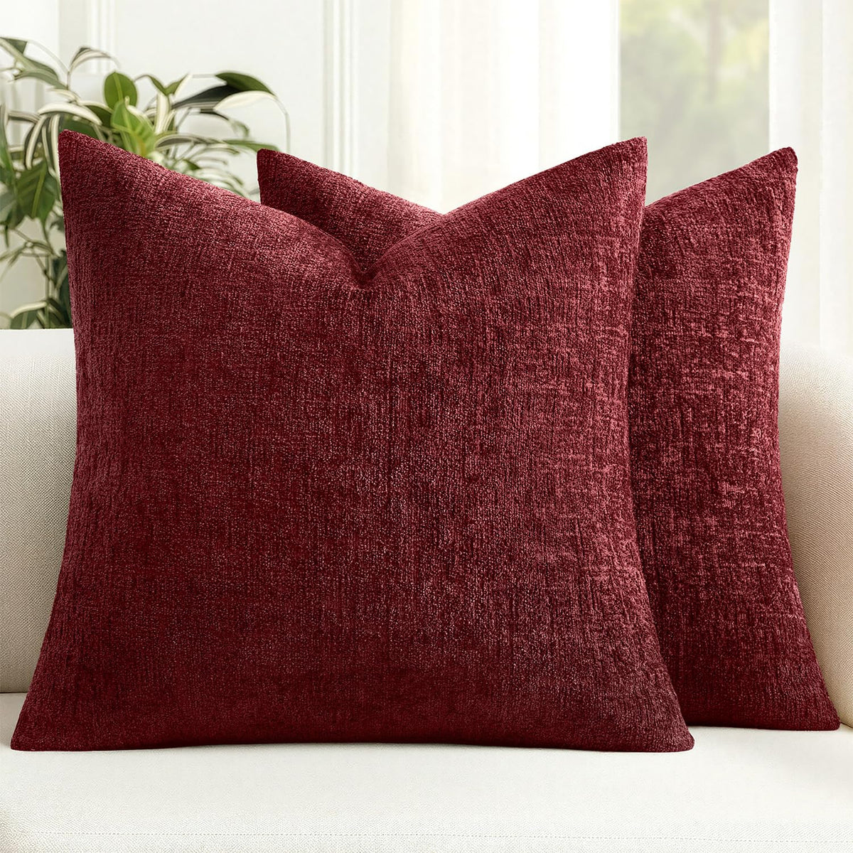 MIULEE Couch Pillow Covers Textured Chenille Home Decor 18x18 Navy Blue
