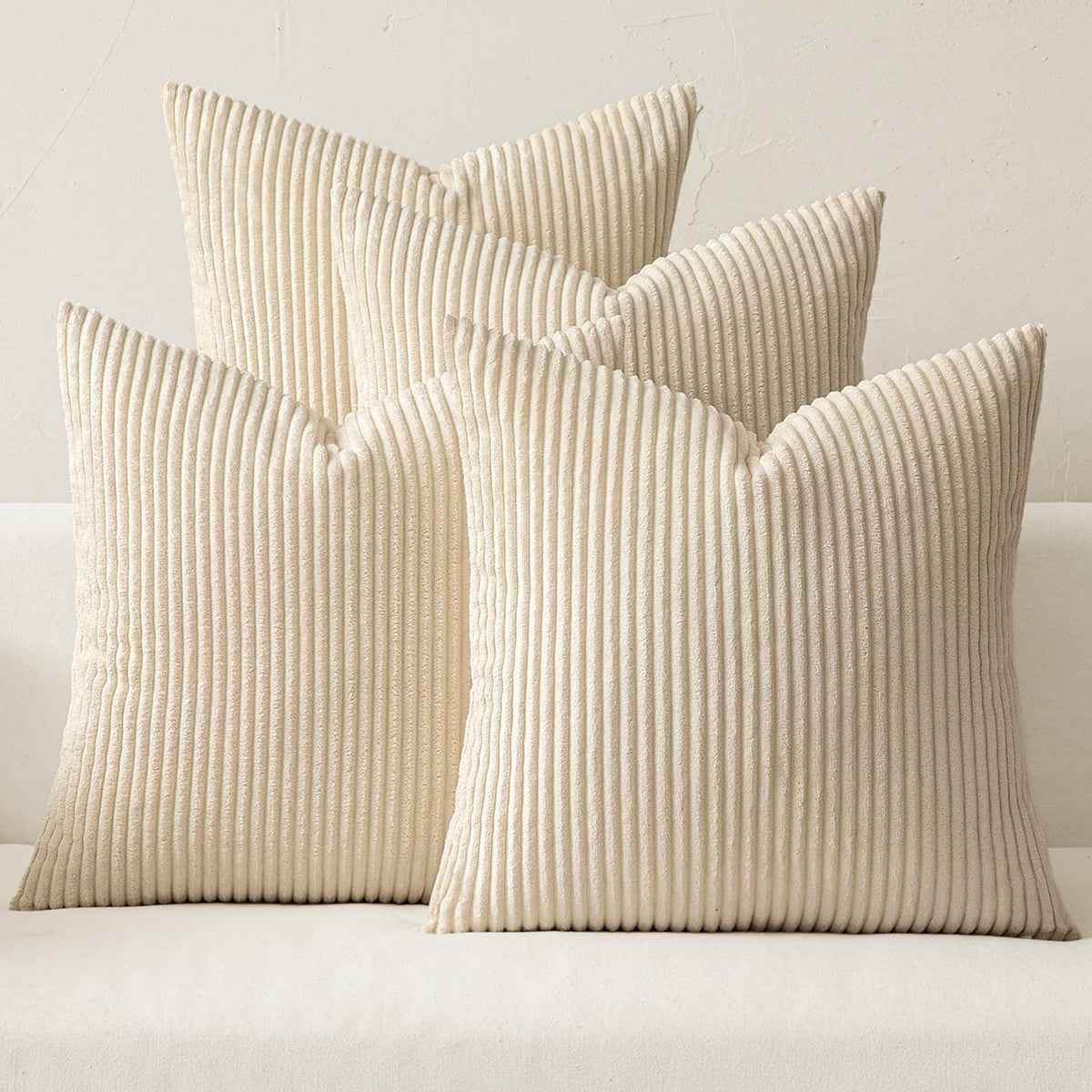 MIULEE Fall Corduroy Decorative Throw Pillow Covers Rust-Olive Green 18x18