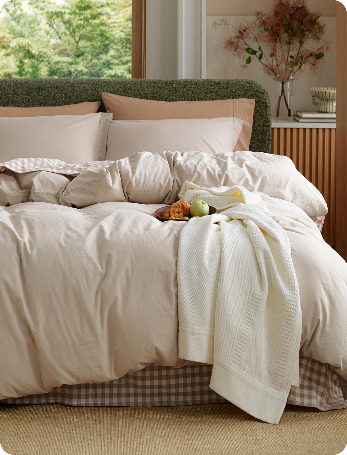 Bedsure PureWoven 100% Washed Cotton Duvet Cover Set, King Size, 3-PC