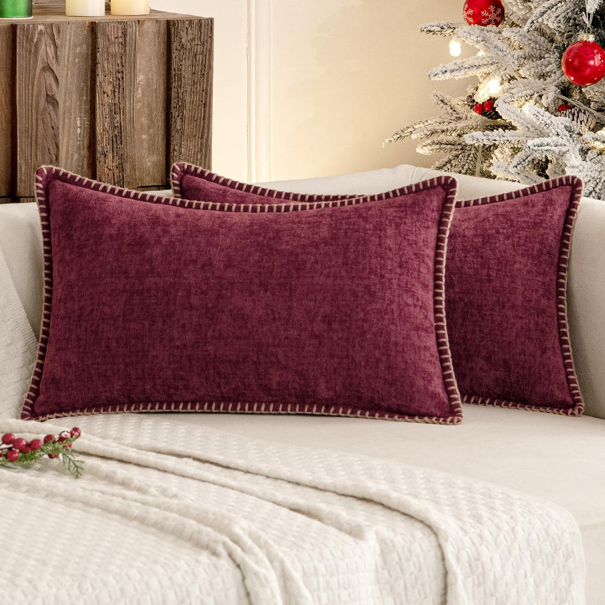 MIULEE Decorative Couch Throw Pillow Covers 18x18 Inch Navy 2 Pack