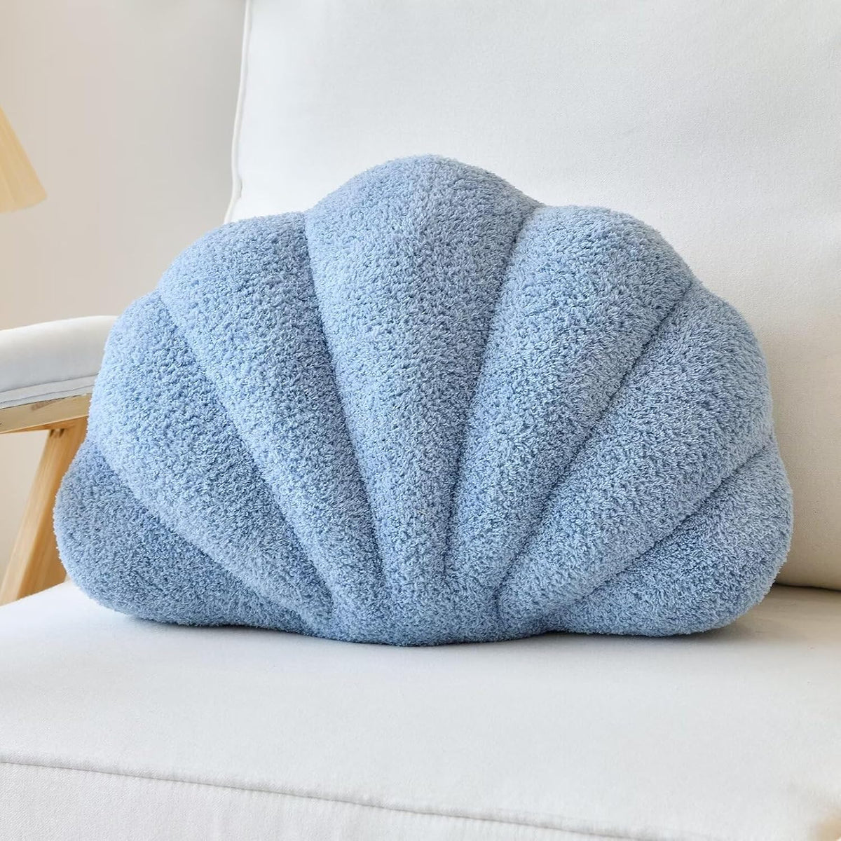 Lfsaaj Dusty Blue Seashell Throw Pillows, Shell Shaped Throw Pillows, 13 Inch Soft Home Decorative Pillow Plush Cushion for Bed Couch Living Sofa Room Decor Accent Throw Pillow
