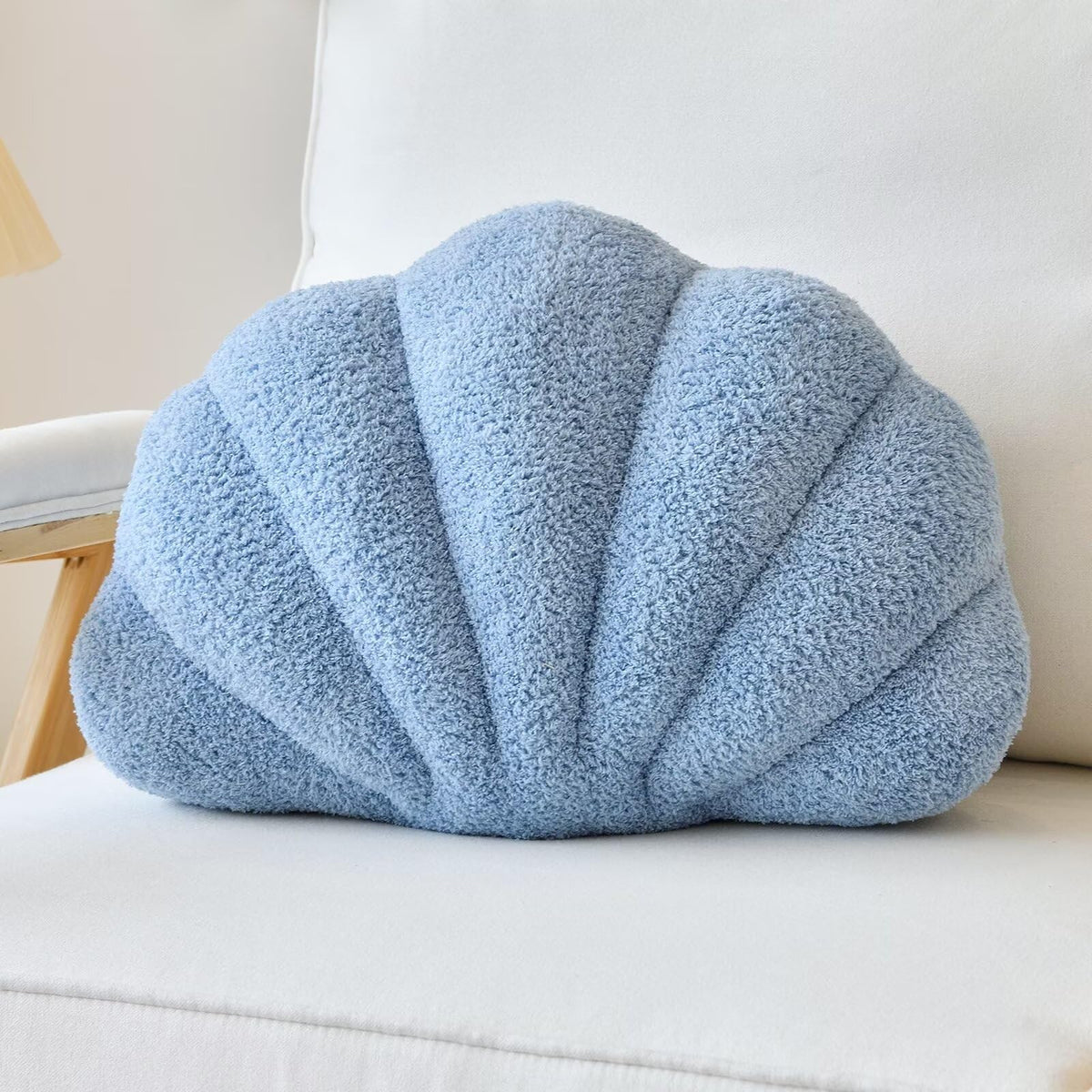 Lfsaaj Dusty Blue Seashell Throw Pillows, Shell Shaped Throw Pillows, 13 Inch Soft Home Decorative Pillow Plush Cushion for Bed Couch Living Sofa Room Decor Accent Throw Pillow