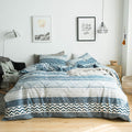 SUSYBAO Taupe Geometric Duvet Cover Queen 100% Cotton 3 Pieces Set