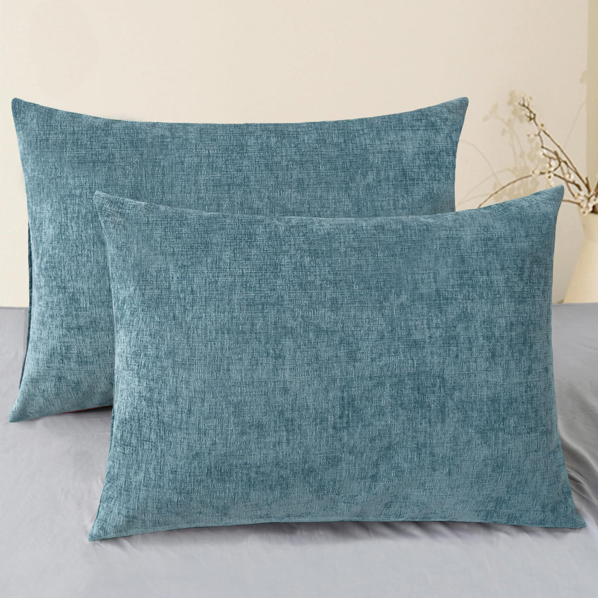 CaliTime Decorative Couch Throw Pillow Covers 18 X 18 Inches Navy Blue