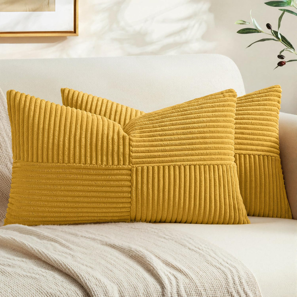 MIULEE Black Decorative Throw Pillow Covers for Couch 18x18 Inch