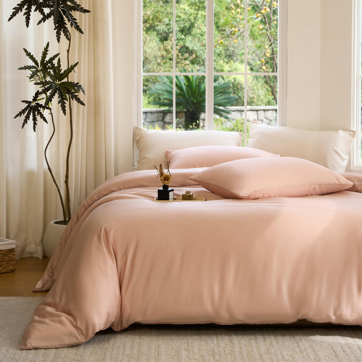 DOZ Duvet Cover Set, 100% Viscose derived from Bamboo, Organically Grown, Buttery Soft, Cooling Duvet Covers, High GSM, 1 Duvet Cover and 2 Pillowcases, 90"x90" (Forest, Full/Queen)