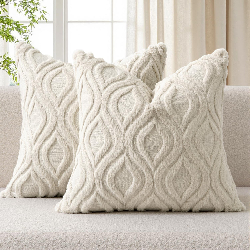 MIULEE Fall Mustard Yellow Soft Plush Faux Wool Throw Pillow Covers 18x18