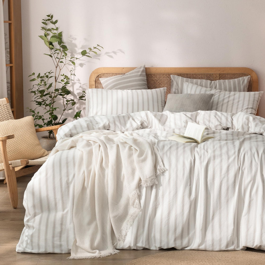 BESTOUCH Cotton Solid Duvet Cover Set Linen Feel Cornflower Blue King