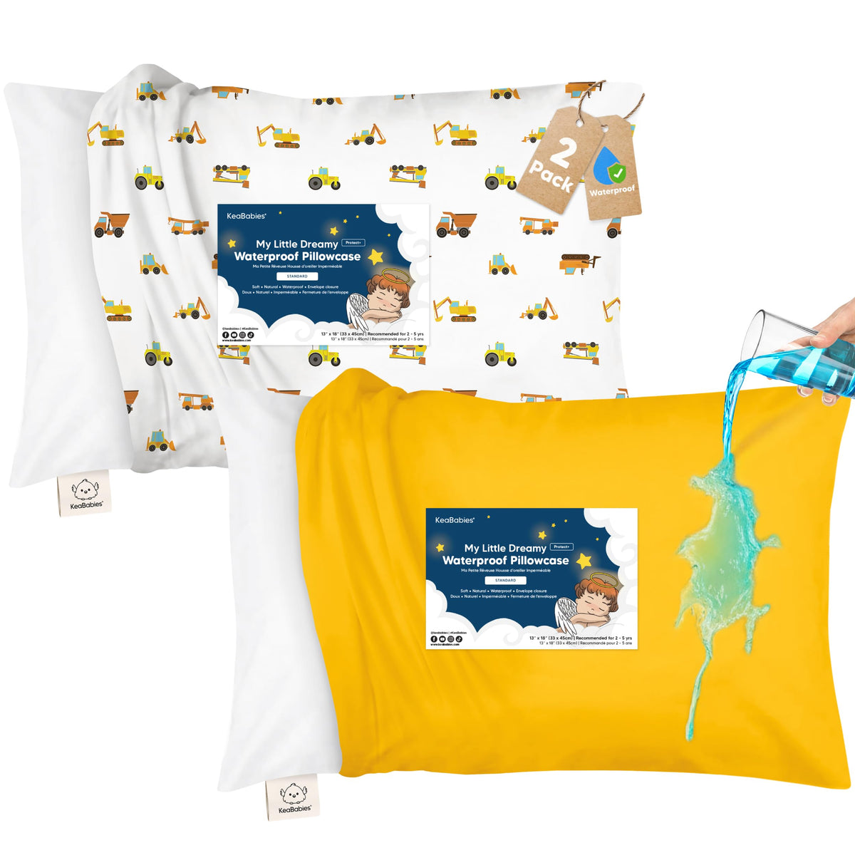 KeaBabies Toddler Pillowcase 13x18 Organic Cotton Cover, Soft White