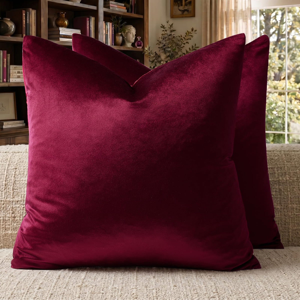 GIGIZAZA Hot Pink Velvet Pillow Covers 18x18 Decorative Pillows Pack of 2
