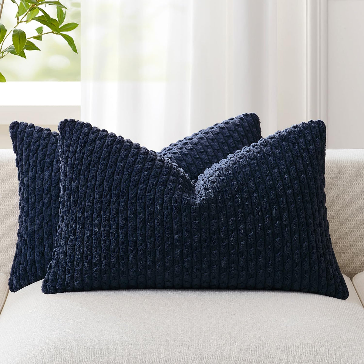 Kevin Textile Soft Corduroy 18x18 Inch Pillow Covers 2 Pack, Burnt Brick