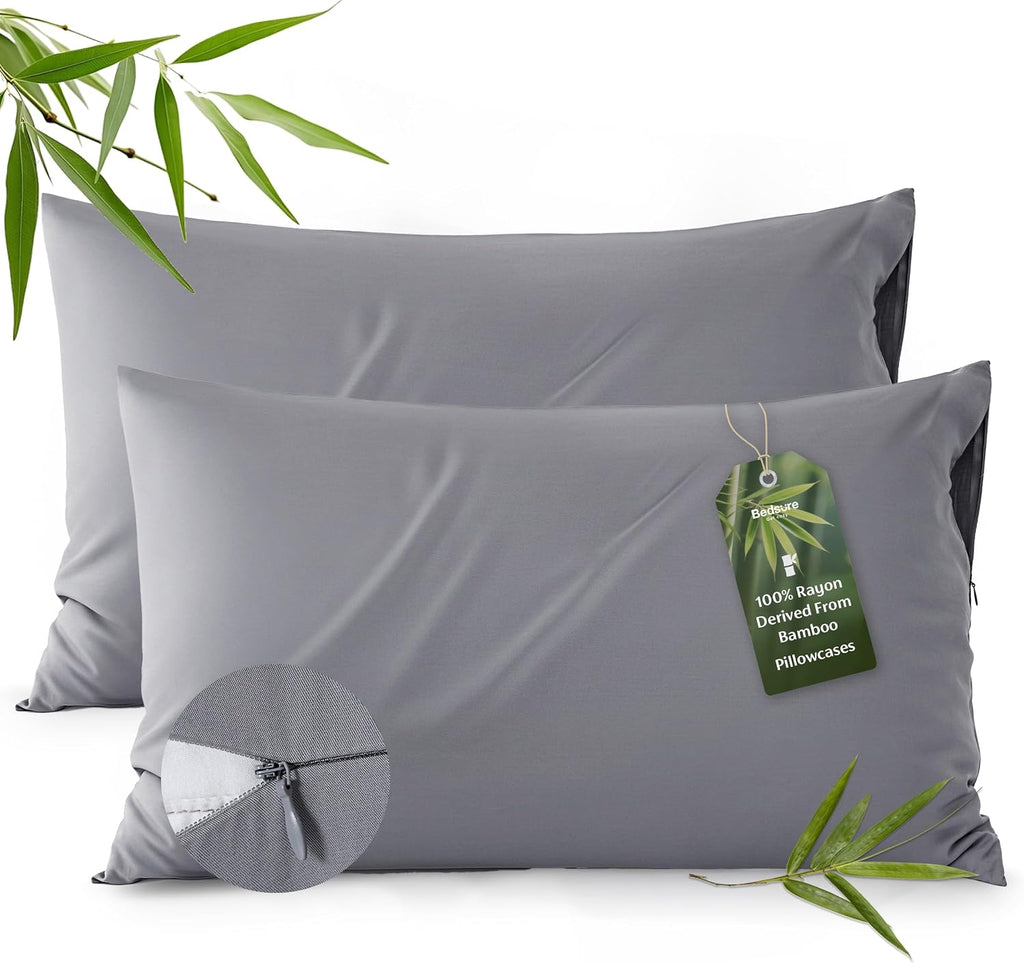 Bedsure Zipper Pillow Cases Standard Size from Rayon Derived from Bamboo