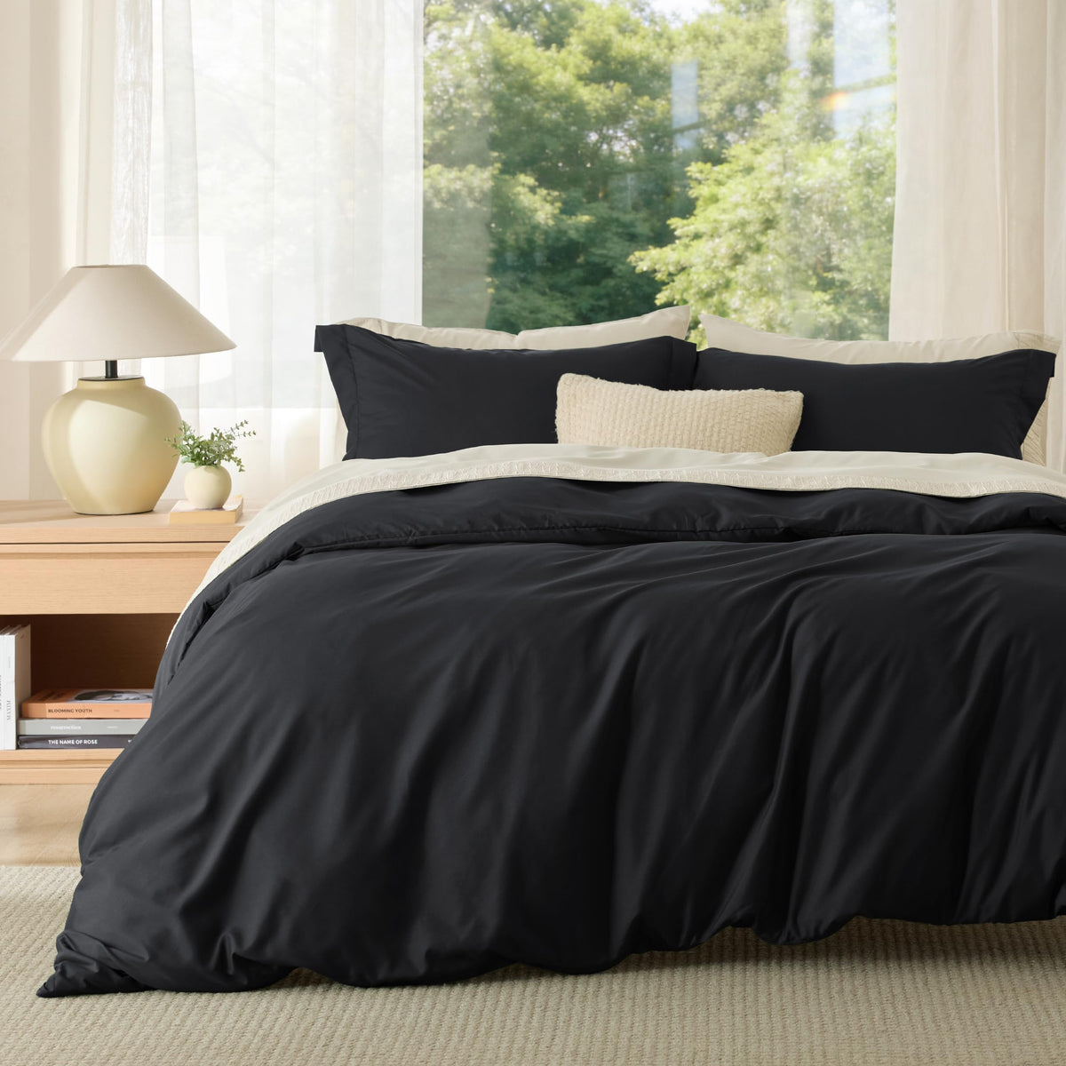Bedsure Duvet Cover Queen Size, 3Pcs Soft Double Brushed Bedding Set, Linen