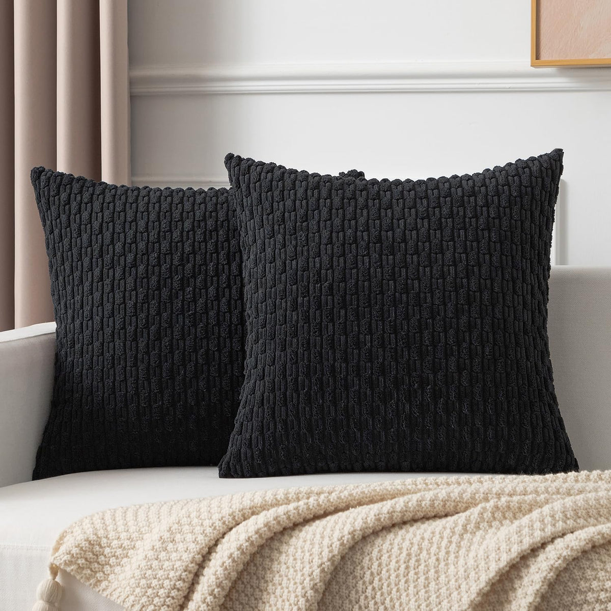 Kevin Textile Soft Corduroy 18x18 Inch Pillow Covers 2 Pack, Burnt Brick