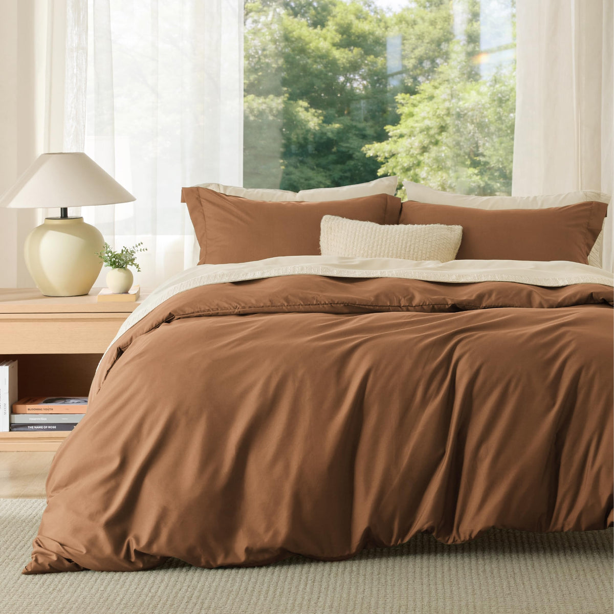 Bedsure Duvet Cover Queen Size, 3Pcs Soft Double Brushed Bedding Set, Linen
