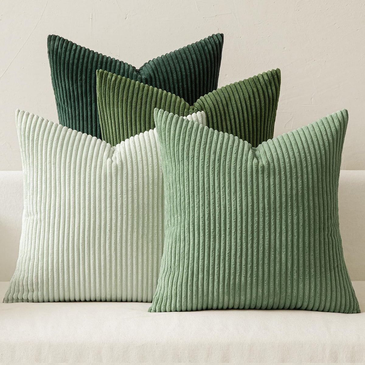MIULEE Fall Corduroy Decorative Throw Pillow Covers Rust-Olive Green 18x18