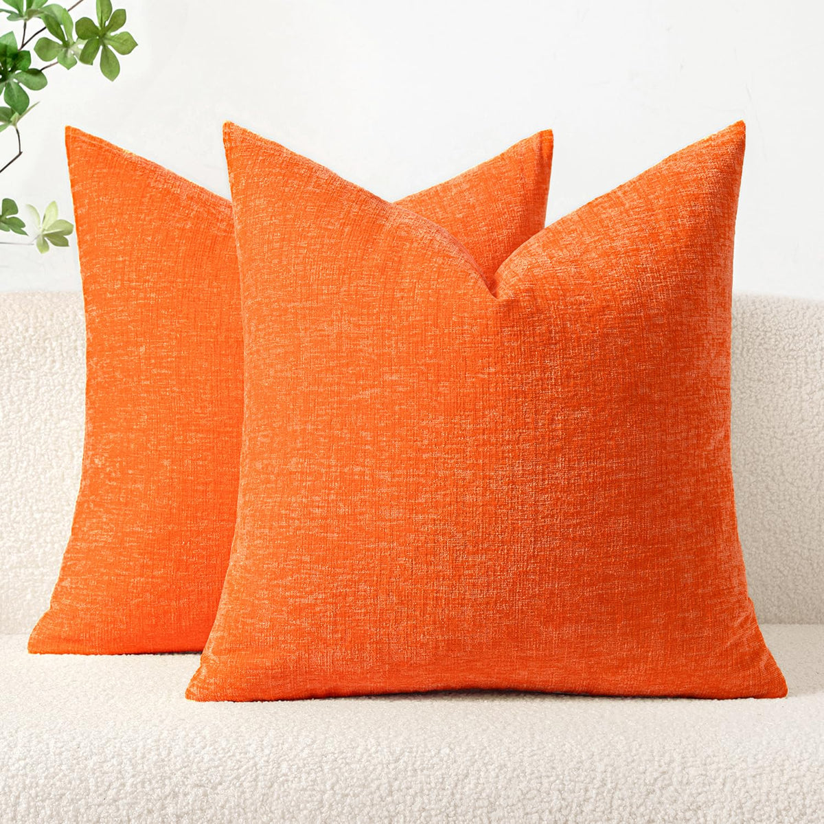 MIULEE Soft Chenille Throw Pillow Covers Teal 18x18 Inch Pack of 2