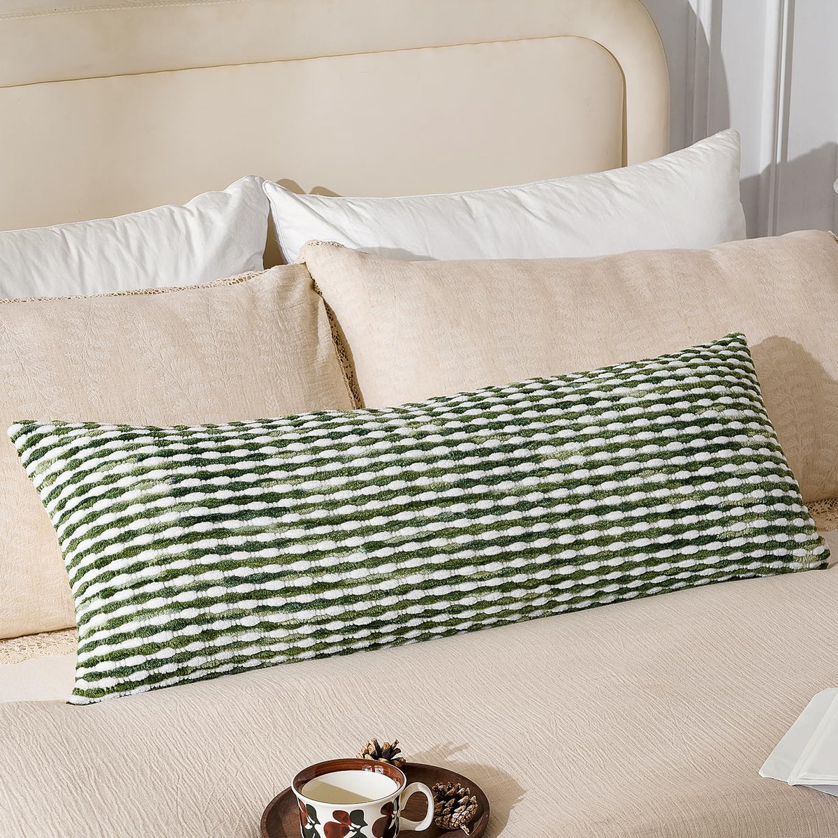 AmHoo Set of 2 Boho Chenille Pillow Cover,18 x 18-Inch Brown