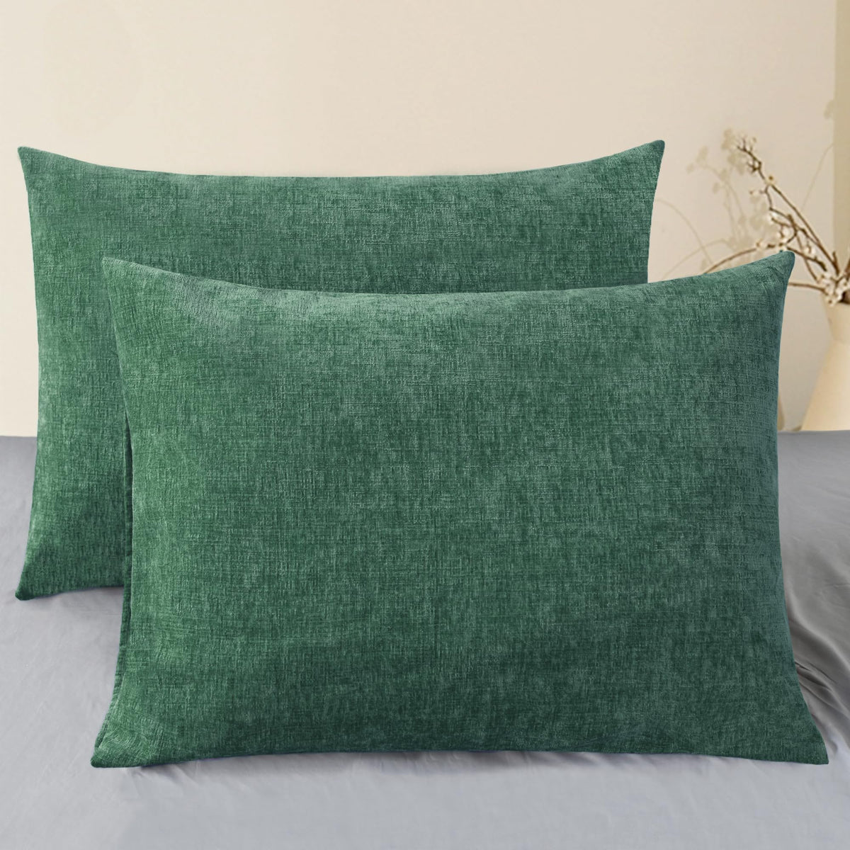 CaliTime Decorative Couch Throw Pillow Covers 18 X 18 Inches Navy Blue