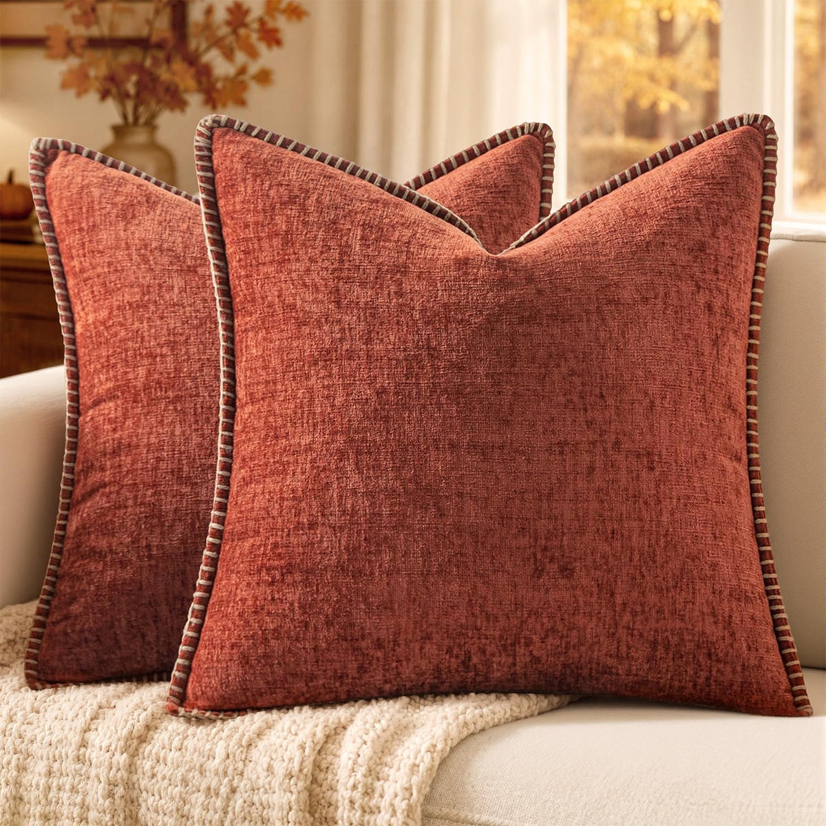 MIULEE Decorative Couch Throw Pillow Covers 18x18 Inch Navy 2 Pack