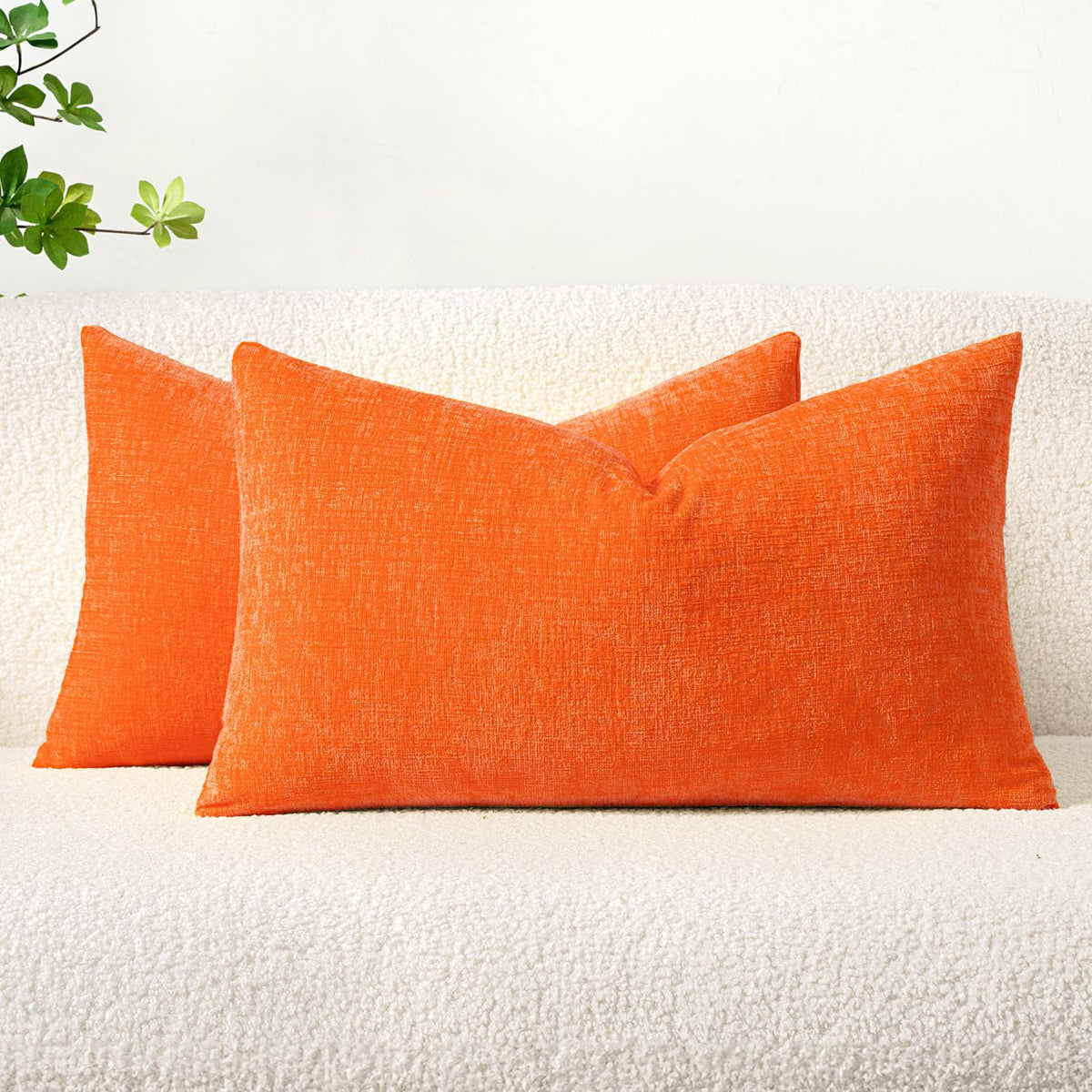 MIULEE Soft Chenille Throw Pillow Covers Teal 18x18 Inch Pack of 2