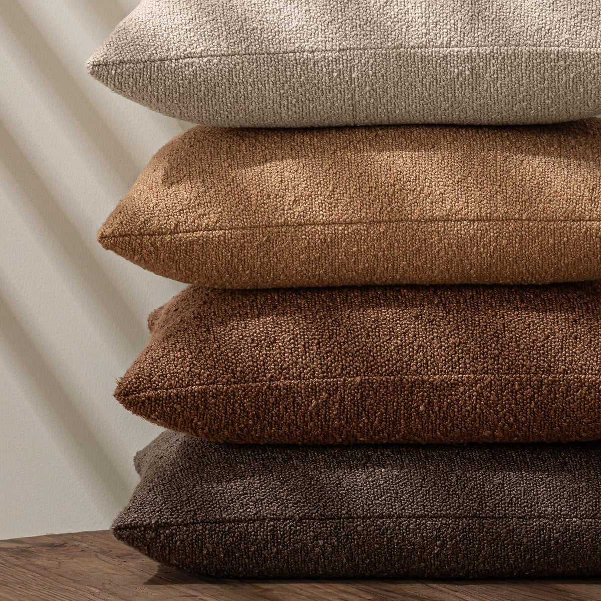 MIULEE 20x20 Decorative Boucle Couch Pillow Covers Brown