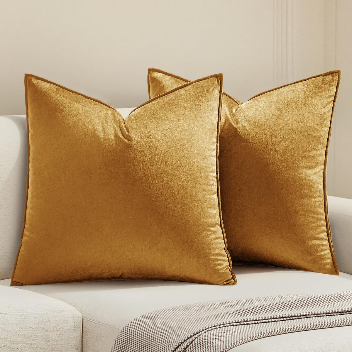 MIULEE Decorative Dark Brown Velvet Throw Pillow Covers for Couch 18x18 in