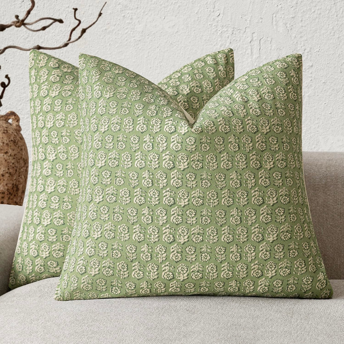 Foindtower Decorative Floral Print Throw Pillow Covers 20×20 Inch,Brown