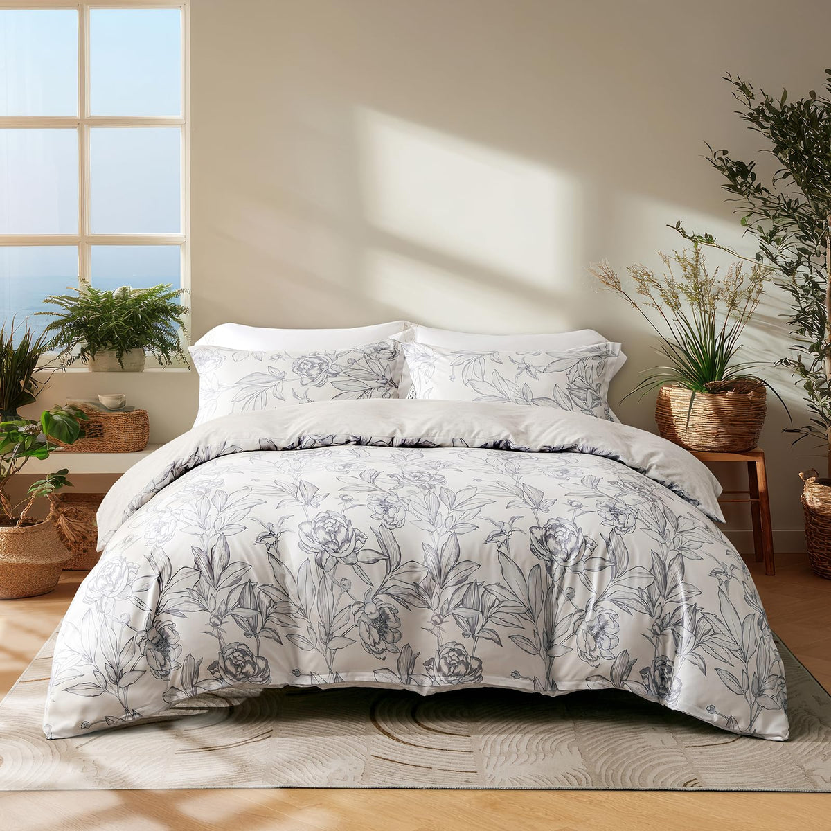 OAITE Duvet Cover Set Prewashed Cotton-Like Polyester King