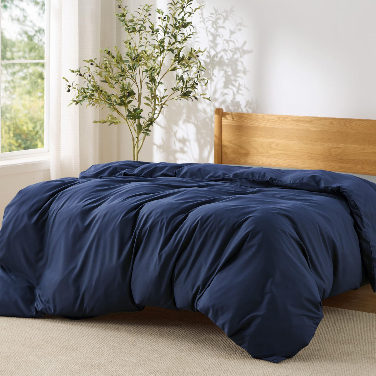 Bedsure Duvet Cover Queen Size, 3Pcs Soft Double Brushed Bedding Set, Linen