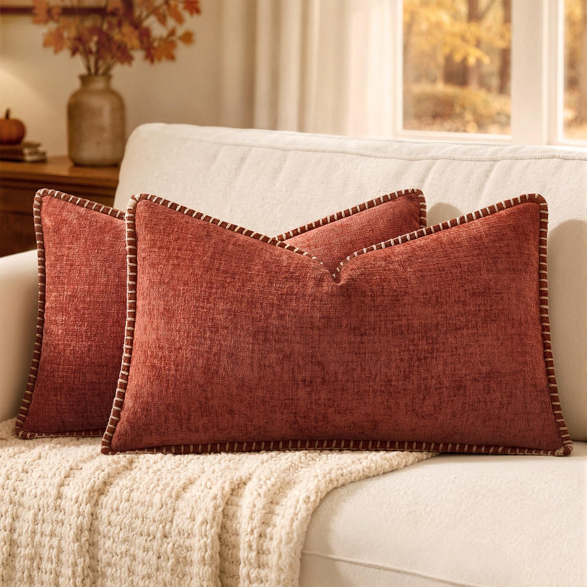 MIULEE Decorative Couch Throw Pillow Covers 18x18 Inch Navy 2 Pack